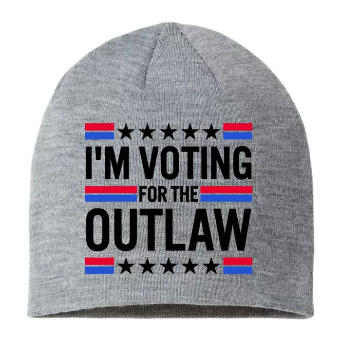 Im Voting For The Outlaw Funny Trump Maga 2024 8 1/2in Sustainable Knit Beanie