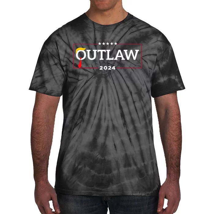 Im Voting For The Outlaw The Convicted Felon Funny Trump Tie-Dye T-Shirt