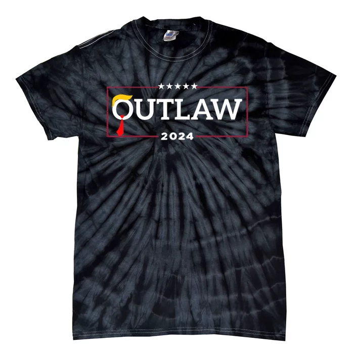 Im Voting For The Outlaw The Convicted Felon Funny Trump Tie-Dye T-Shirt