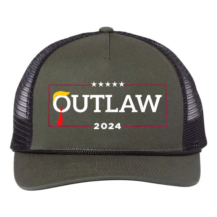 Im Voting For The Outlaw The Convicted Felon Funny Trump Retro Rope Trucker Hat Cap