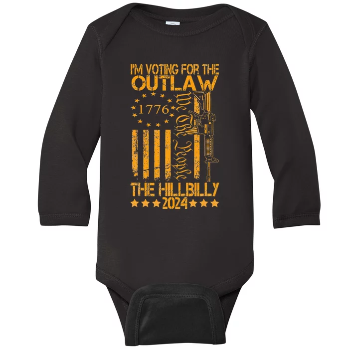 IM Voting For The Outlaw And The Hillbilly 2024 Pro 45 Baby Long Sleeve Bodysuit