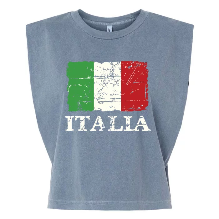 Italian Vintage Flag Italy Retro Banner Ensign Garment-Dyed Women's Muscle Tee