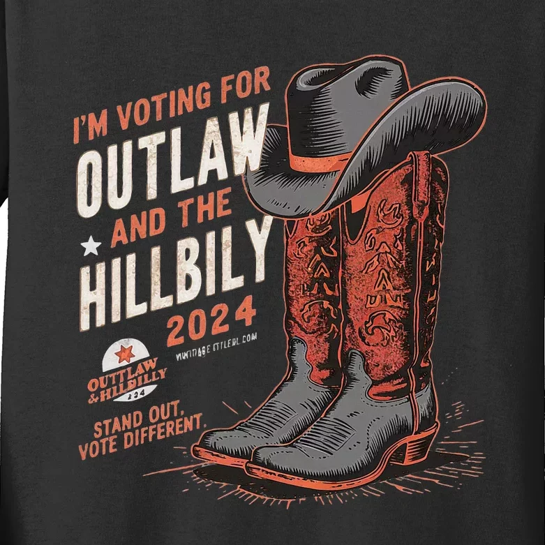 IM Voting For The Outlaw And The Hillbilly 2024 Retro Kids Long Sleeve Shirt