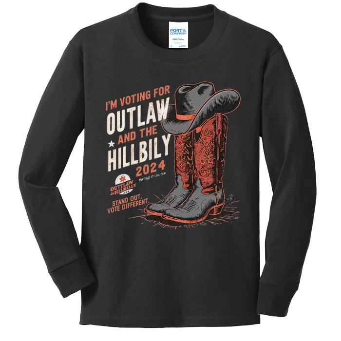 IM Voting For The Outlaw And The Hillbilly 2024 Retro Kids Long Sleeve Shirt