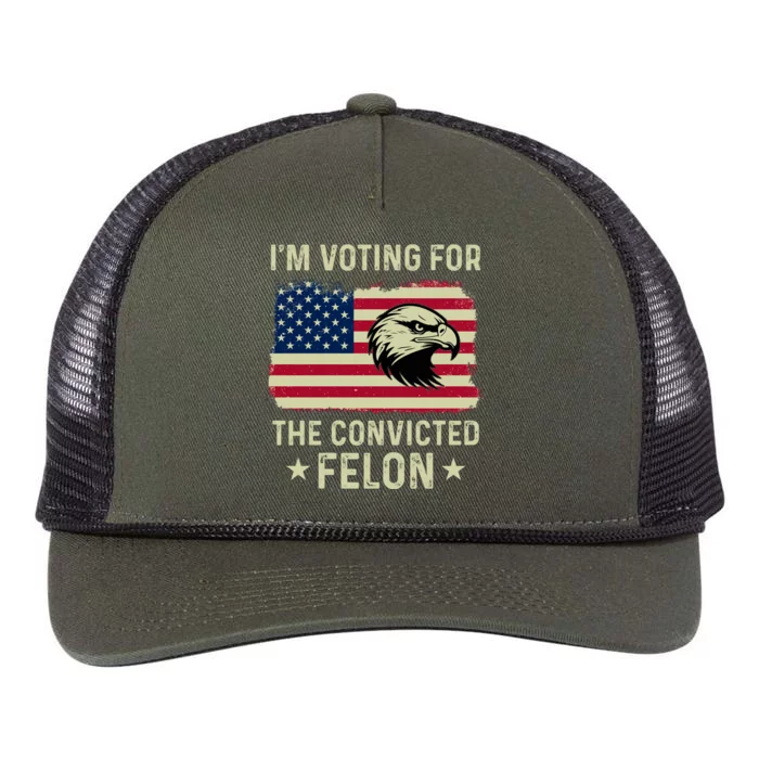 IM Voting For The Convicted Felon 2024 Retro Rope Trucker Hat Cap