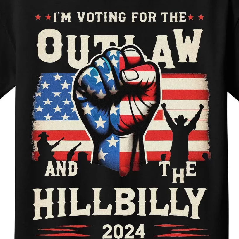 IM Voting For The Outlaw And The Hillbilly 2024 Us Flag Kids T-Shirt