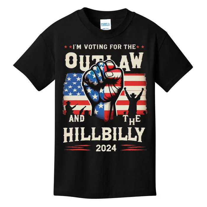 IM Voting For The Outlaw And The Hillbilly 2024 Us Flag Kids T-Shirt