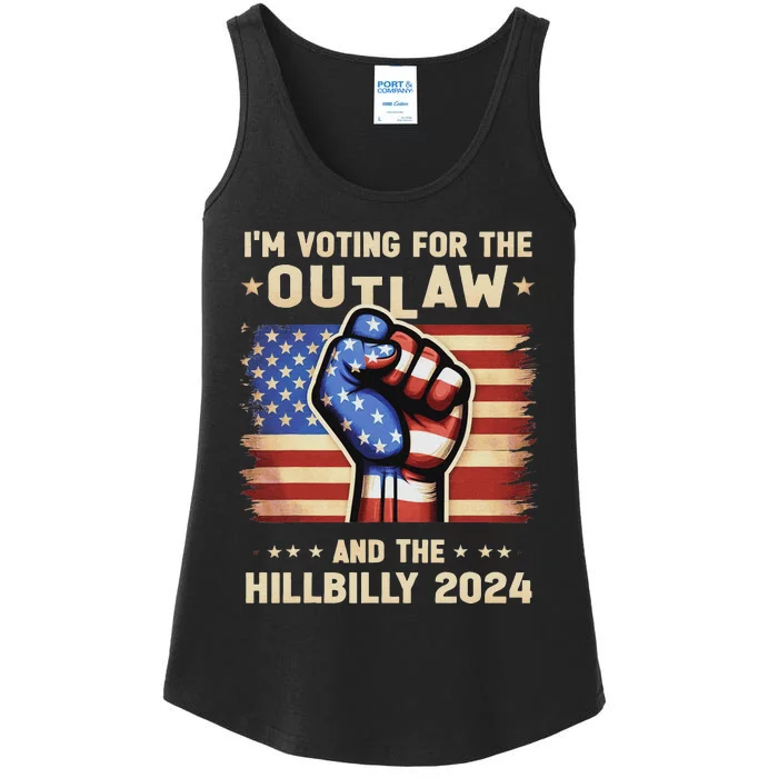 IM Voting For The Outlaw And The Hillbilly 2024 Us Flag Ladies Essential Tank