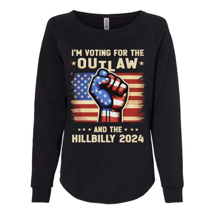 IM Voting For The Outlaw And The Hillbilly 2024 Us Flag Womens California Wash Sweatshirt