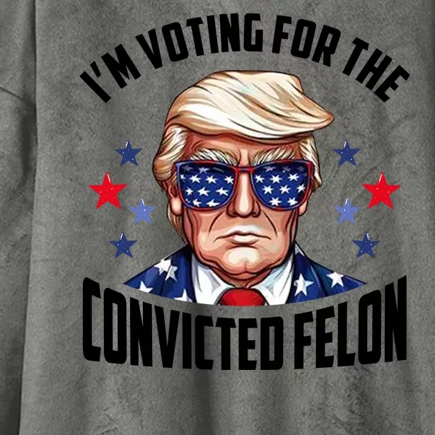 Im Voting For The Convicted Felon Funny Pro Trump Usa Hooded Wearable Blanket