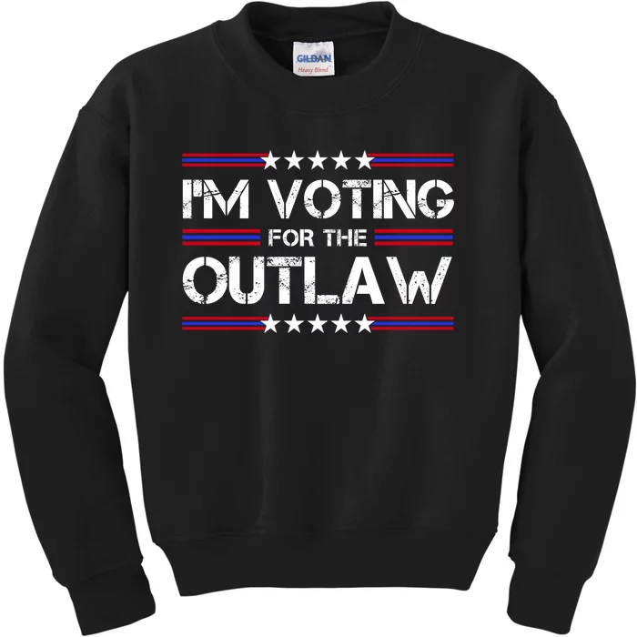 IM Voting For The Outlaw Wanted For President Trump 2024 Kids Sweatshirt