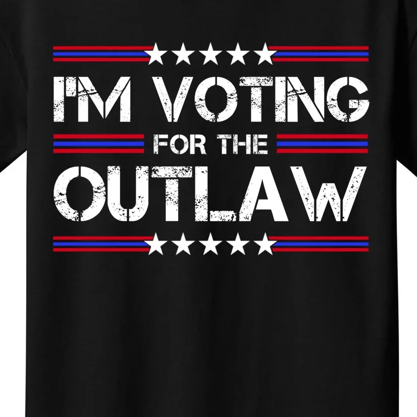 IM Voting For The Outlaw Wanted For President Trump 2024 Kids T-Shirt