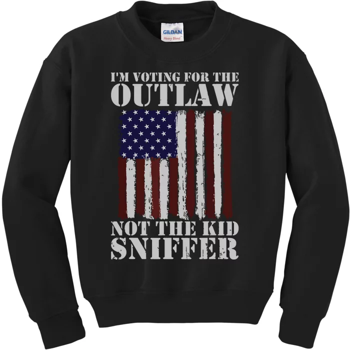 Im Voting For The Outlaw Not The Sniffer July 4th Flag Kids Sweatshirt