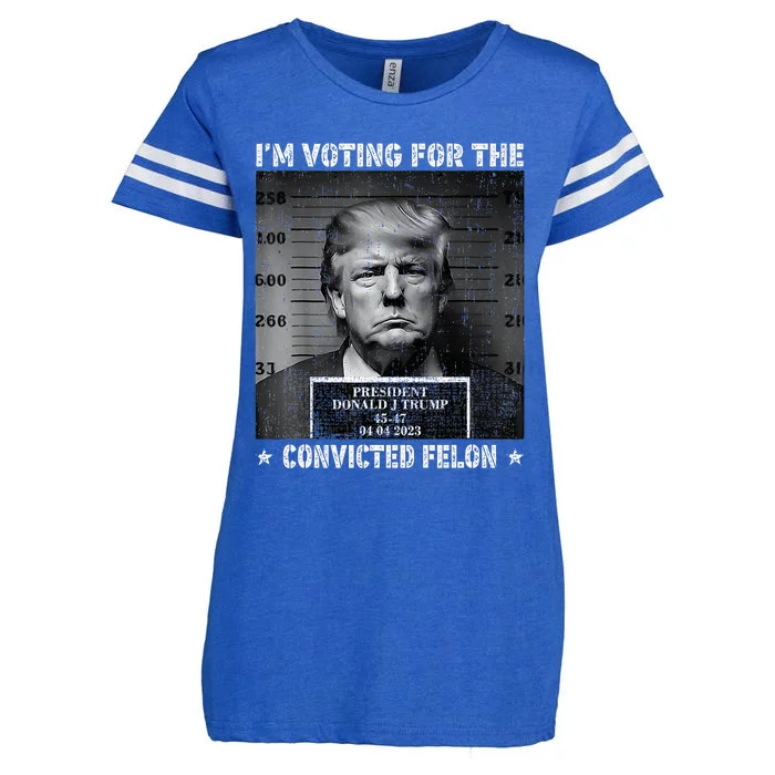 IM Voting For The Convicted Felon Funny Trump 2024 Enza Ladies Jersey Football T-Shirt