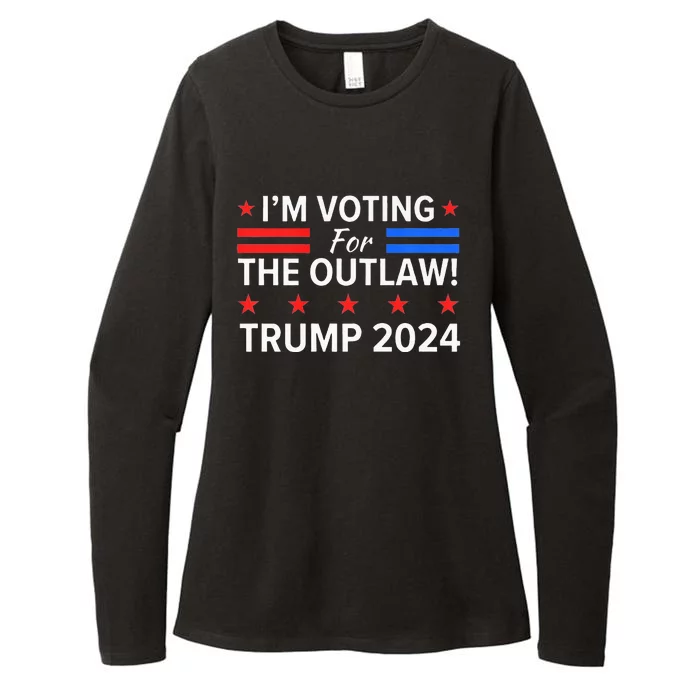 IM Voting For The Outlaw Funny Pro Trump 2024 Election Womens CVC Long Sleeve Shirt