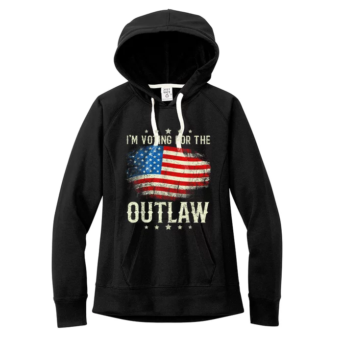 Im Voting For The Outlaw Vintage American Flag Women's Fleece Hoodie