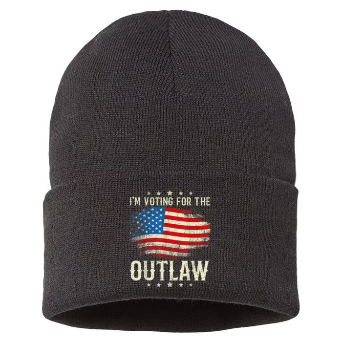 Im Voting For The Outlaw Vintage American Flag Sustainable Knit Beanie