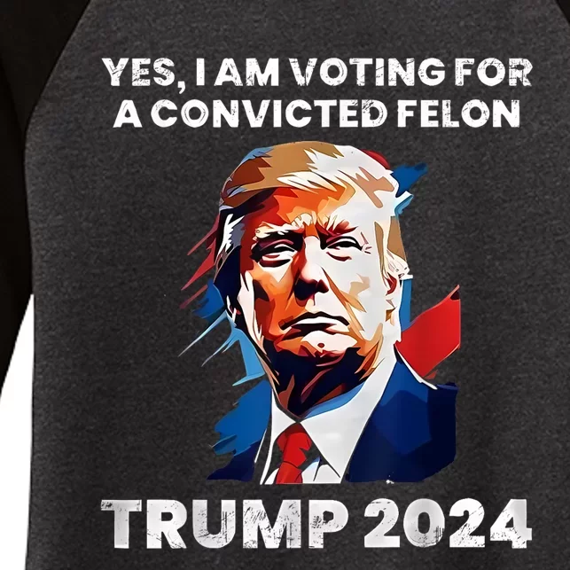 IM Voting For The Convicted Felon For President 2024 Women's Tri-Blend 3/4-Sleeve Raglan Shirt