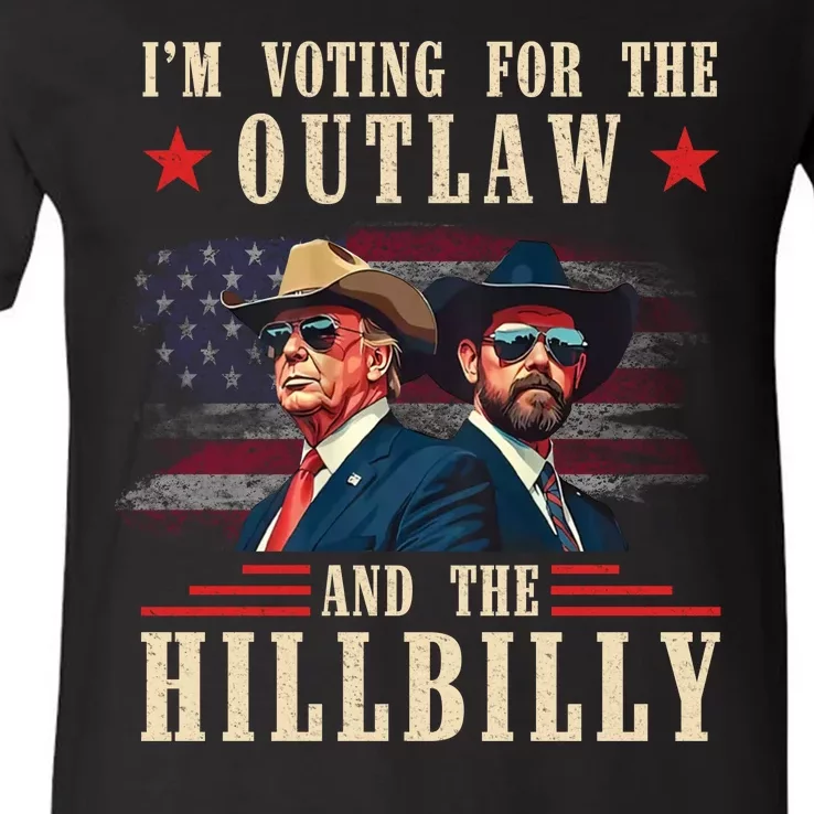 IM Voting For The Outlaw And The Hillbilly Trump Vance 2024 V-Neck T-Shirt