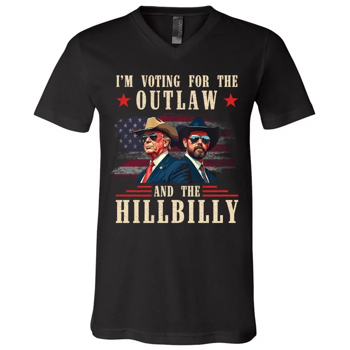 IM Voting For The Outlaw And The Hillbilly Trump Vance 2024 V-Neck T-Shirt