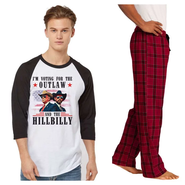 IM Voting For The Outlaw And The Hillbilly Trump Vance 2024 Raglan Sleeve Pajama Set