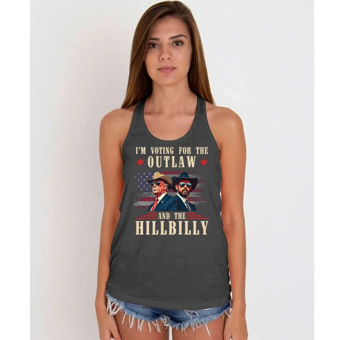 IM Voting For The Outlaw And The Hillbilly Trump Vance 2024 Women's Knotted Racerback Tank