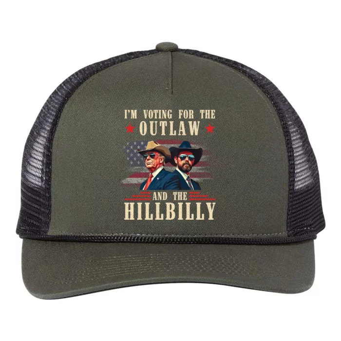 IM Voting For The Outlaw And The Hillbilly Trump Vance 2024 Retro Rope Trucker Hat Cap