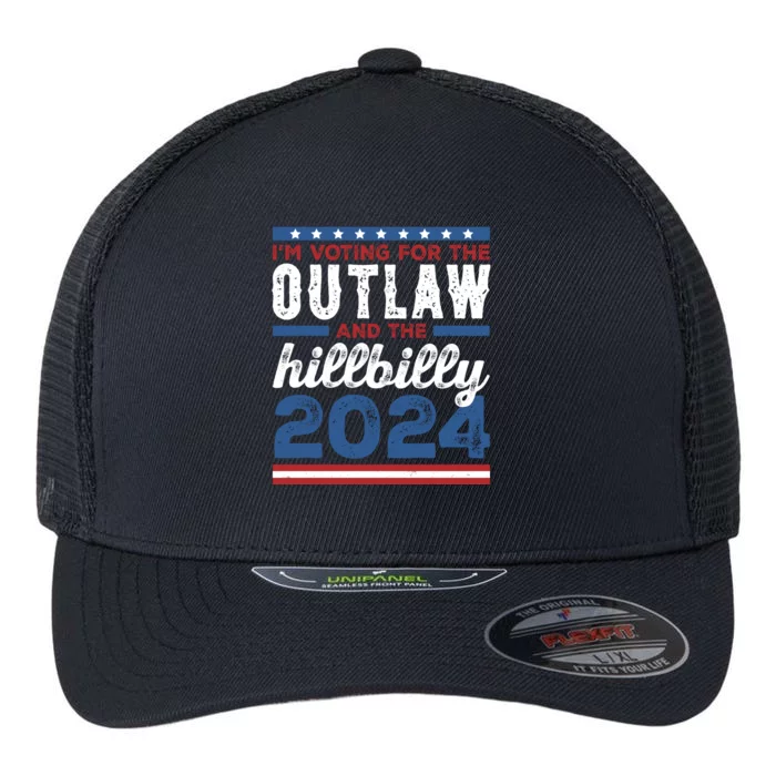 Im Voting For The Outlaw And The Hillbilly 2024 Vintage Election Flexfit Unipanel Trucker Cap