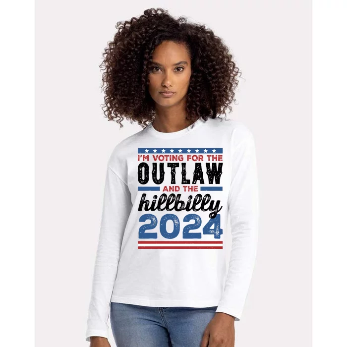 Im Voting For The Outlaw And The Hillbilly 2024 Vintage Election Womens Cotton Relaxed Long Sleeve T-Shirt