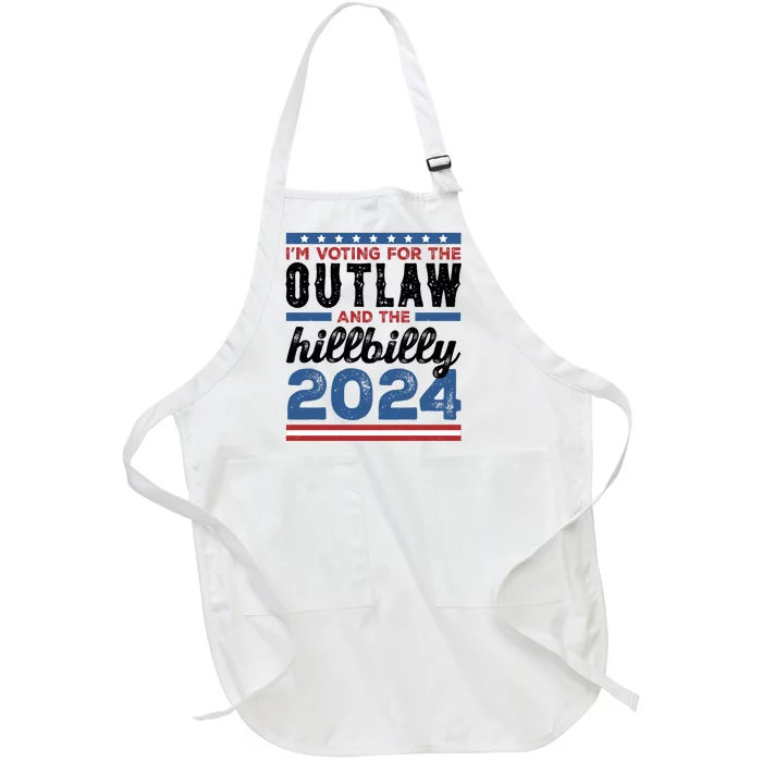 Im Voting For The Outlaw And The Hillbilly 2024 Vintage Election Full-Length Apron With Pocket