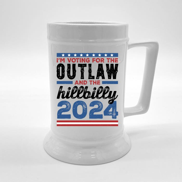 Im Voting For The Outlaw And The Hillbilly 2024 Vintage Election Front & Back Beer Stein