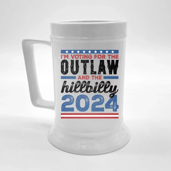 Im Voting For The Outlaw And The Hillbilly 2024 Vintage Election Front & Back Beer Stein