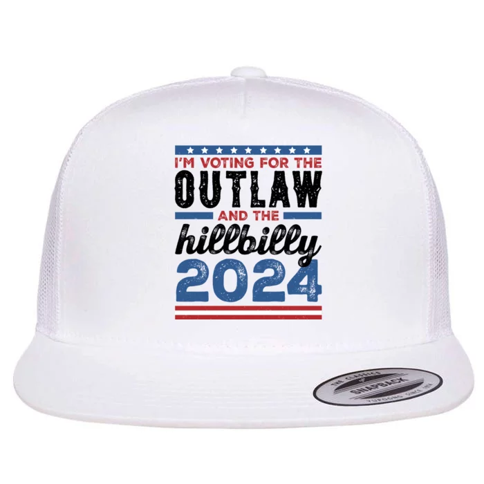 Im Voting For The Outlaw And The Hillbilly 2024 Vintage Election Flat Bill Trucker Hat