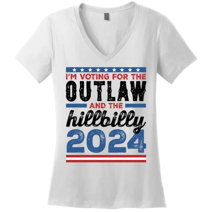 Im Voting For The Outlaw And The Hillbilly 2024 Vintage Election Women's V-Neck T-Shirt