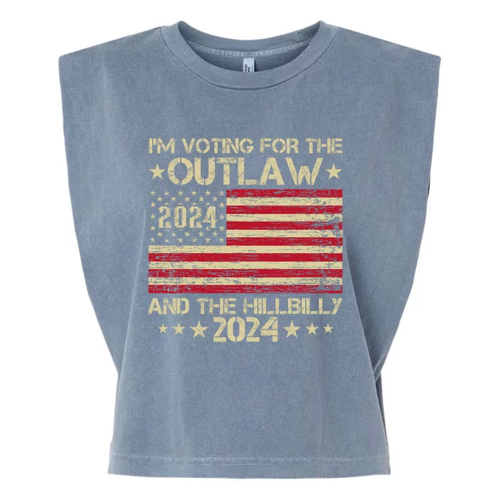 IM Voting For The Outlaw And The Hillbilly Trump Vance 2024 Garment-Dyed Women's Muscle Tee