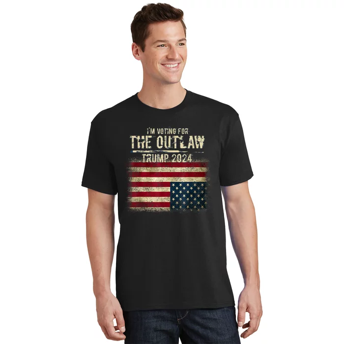 IM Voting For The Outlaw Trump 2024 Upsidedown Flag T-Shirt