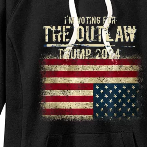 IM Voting For The Outlaw Trump 2024 Upsidedown Flag Women's Fleece Hoodie