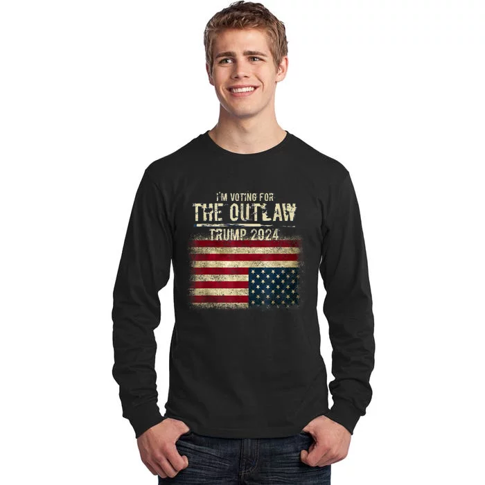 IM Voting For The Outlaw Trump 2024 Upsidedown Flag Tall Long Sleeve T-Shirt