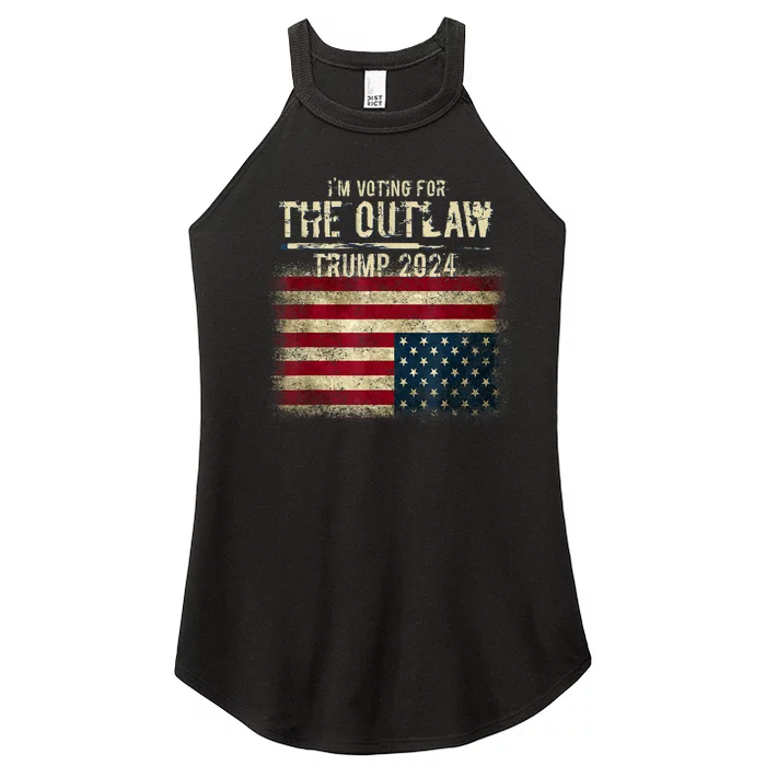 IM Voting For The Outlaw Trump 2024 Upsidedown Flag Women’s Perfect Tri Rocker Tank