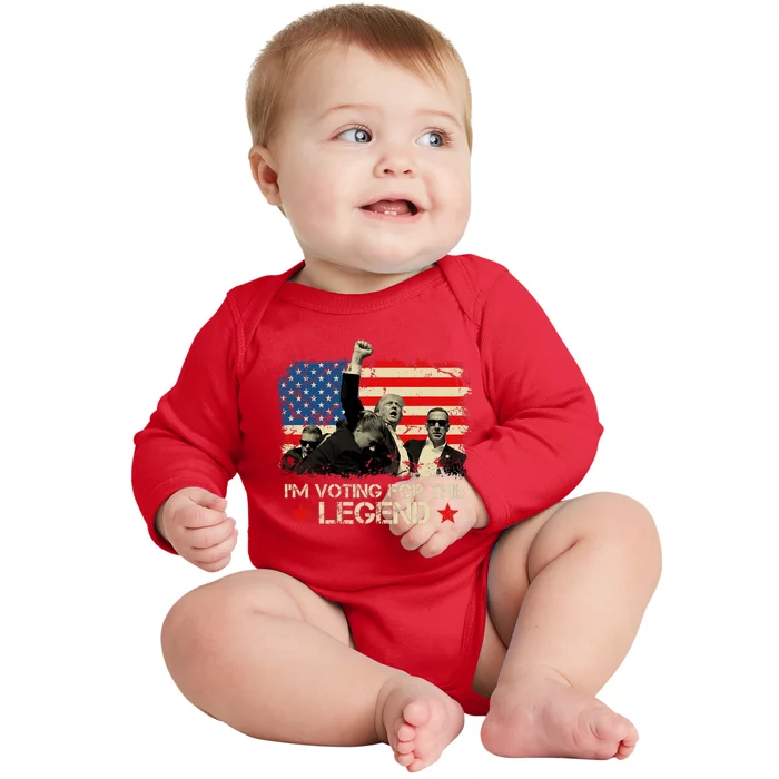 IM Voting For The Legend Trump American Flag Pennsylvania Baby Long Sleeve Bodysuit