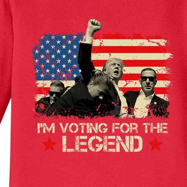 IM Voting For The Legend Trump American Flag Pennsylvania Baby Long Sleeve Bodysuit