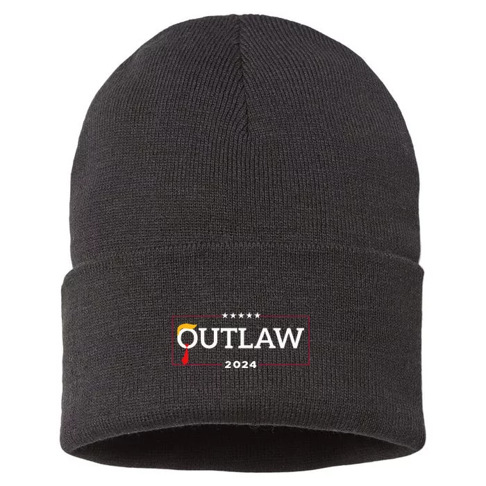 IM Voting For The Outlaw The Convicted Felon Funny Sustainable Knit Beanie