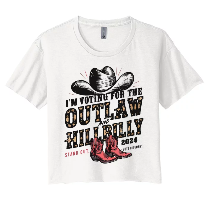 Im Voting For The Outlaw And The Hillbilly 2024 Retro Women's Crop Top Tee