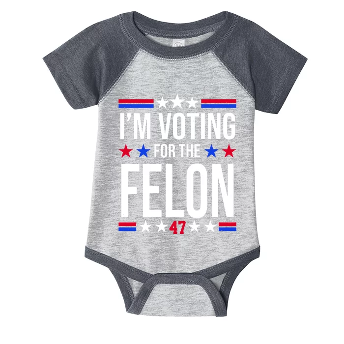 Im Voting For The Convicted Felon 47 Pro Trump Infant Baby Jersey Bodysuit