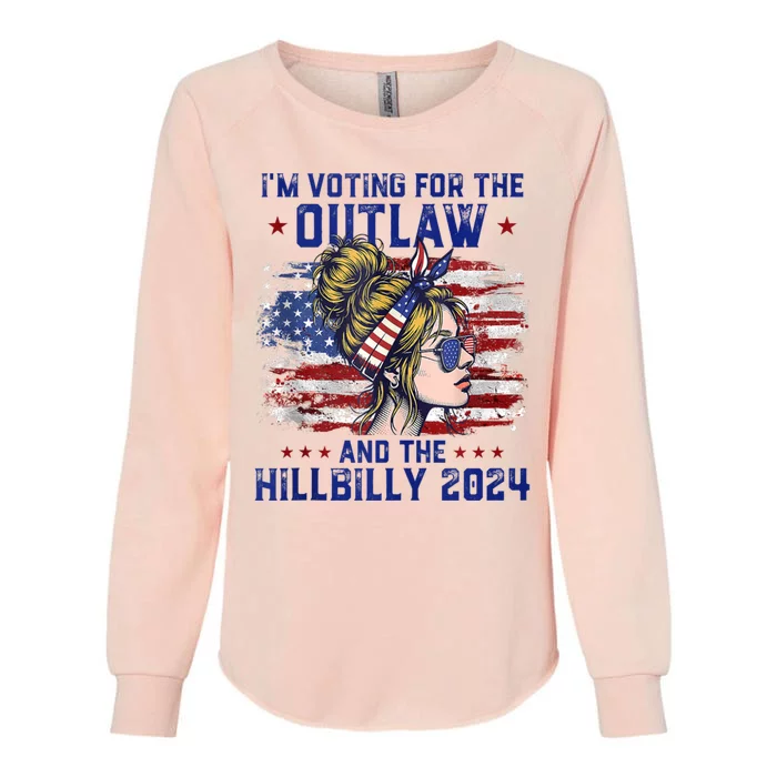 IM Voting For The Outlaw And The Hillbilly 2024 Us Flag Womens California Wash Sweatshirt