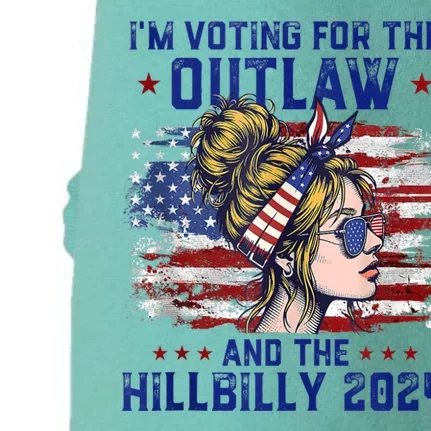 IM Voting For The Outlaw And The Hillbilly 2024 Us Flag Doggie 3-End Fleece Hoodie