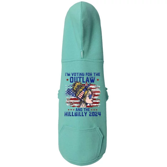 IM Voting For The Outlaw And The Hillbilly 2024 Us Flag Doggie 3-End Fleece Hoodie