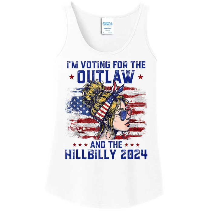 IM Voting For The Outlaw And The Hillbilly 2024 Us Flag Ladies Essential Tank