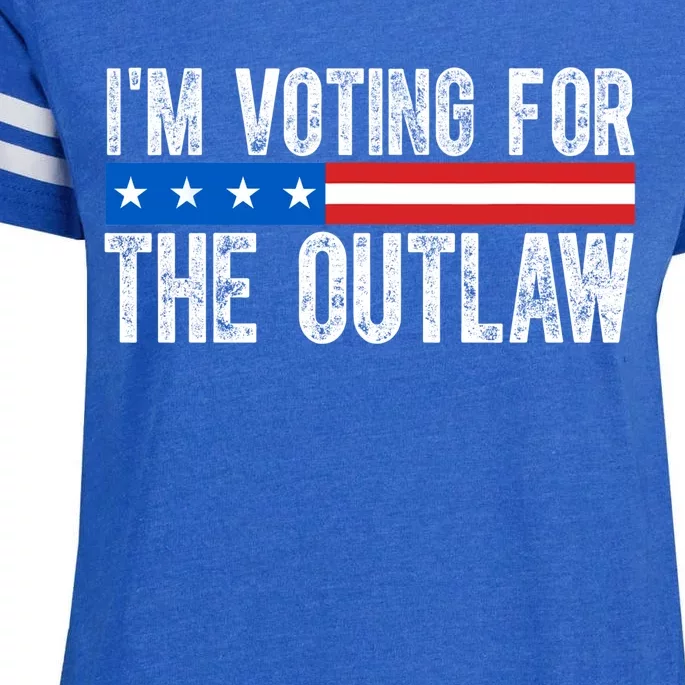 IM Voting For The Outlaw Wanted For President Trump 2024 Enza Ladies Jersey Football T-Shirt