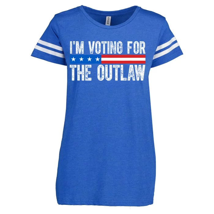 IM Voting For The Outlaw Wanted For President Trump 2024 Enza Ladies Jersey Football T-Shirt